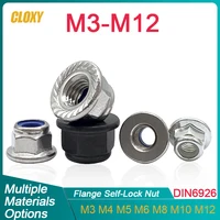 2 ~ 50 Uds DIN6926 tuercas de seguridad con brida de acero inoxidable/acero al carbono/nylon M3 M4 M5 M6 M8 M10 M12
