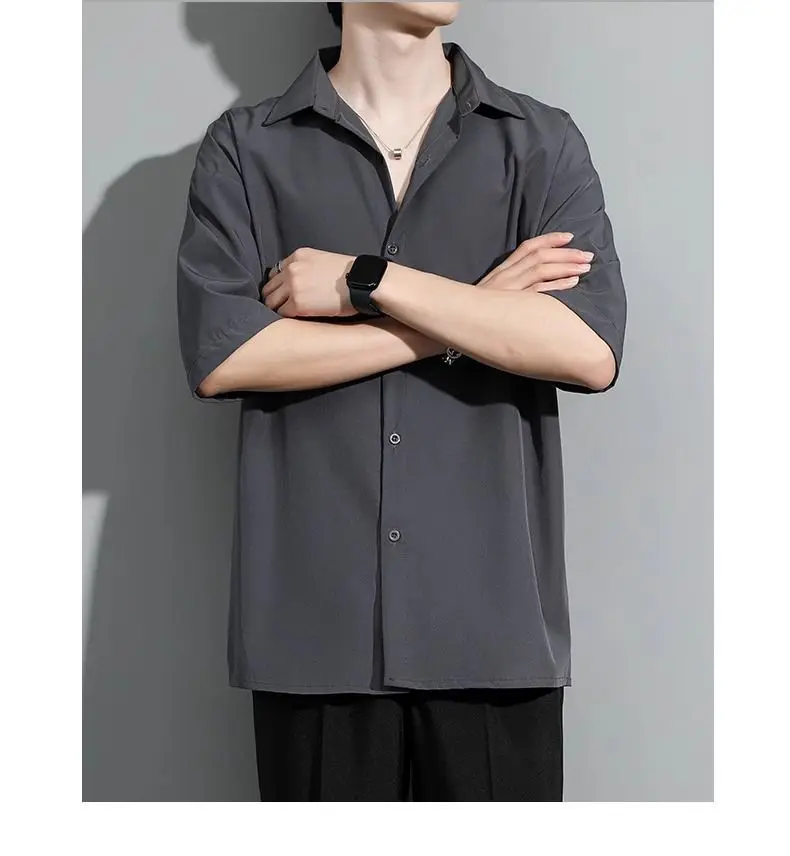 New Summer Business Formal Shirts For Men Short Sleeve Loose Dress Shirt Man chemise homme Casual  Clothes