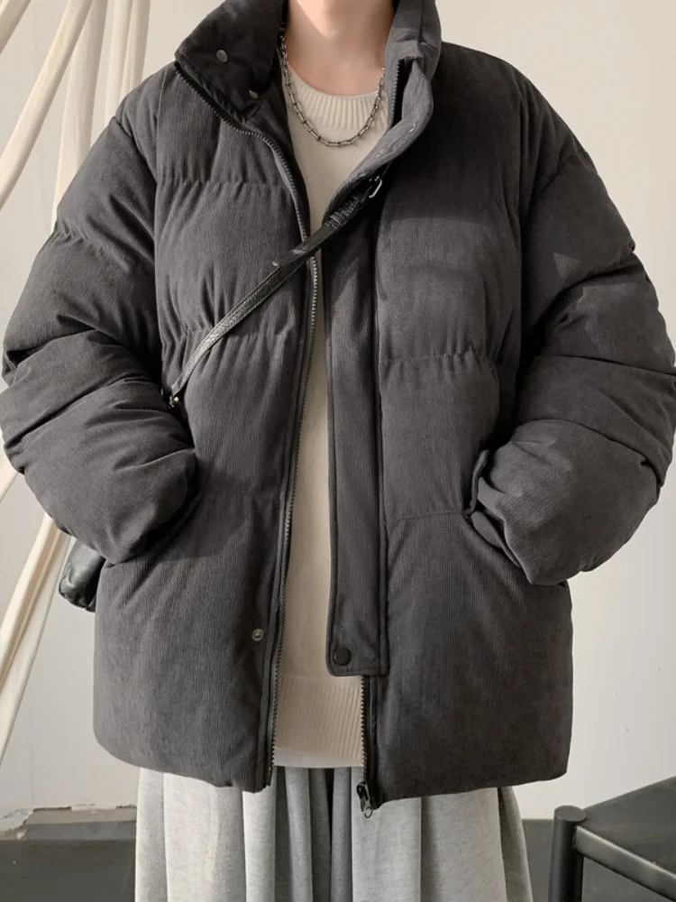 

Ретро-японская утепленная вельветовая мужская зимняя куртка, теплая дутая верхняя одежда с воротником-стойкой, хлопковое пальто для молодежи