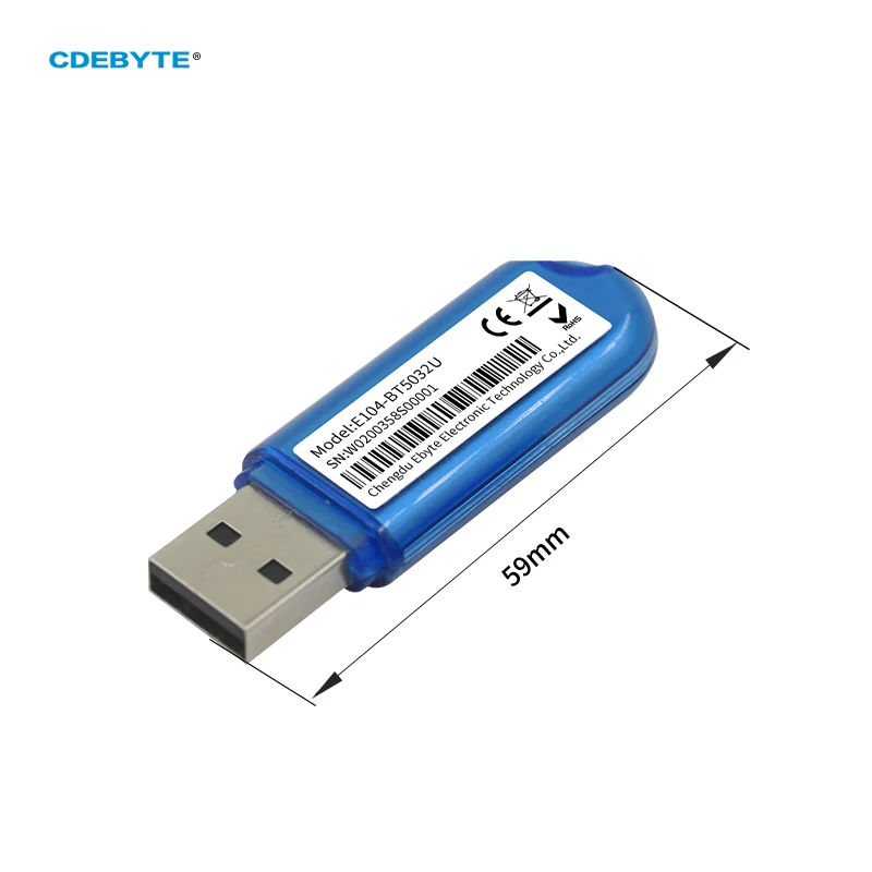 CDEBYTE-Herramienta de captura de paquetes inalámbrica, E104-BT5032U nRF52832 USB, Bluetooth, 2400 ~ 2480MHz, 4dBm, PCB 80m, MINI BLE4.2/BLE5.0