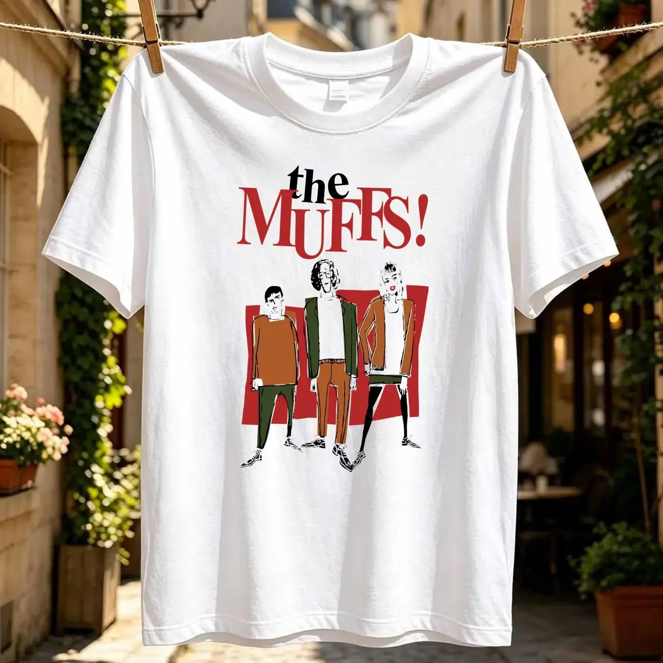 washed T Shirt The Muffs long or short sleeves vintage Washed Stretched fashion Stylish Unisex designer clothes
