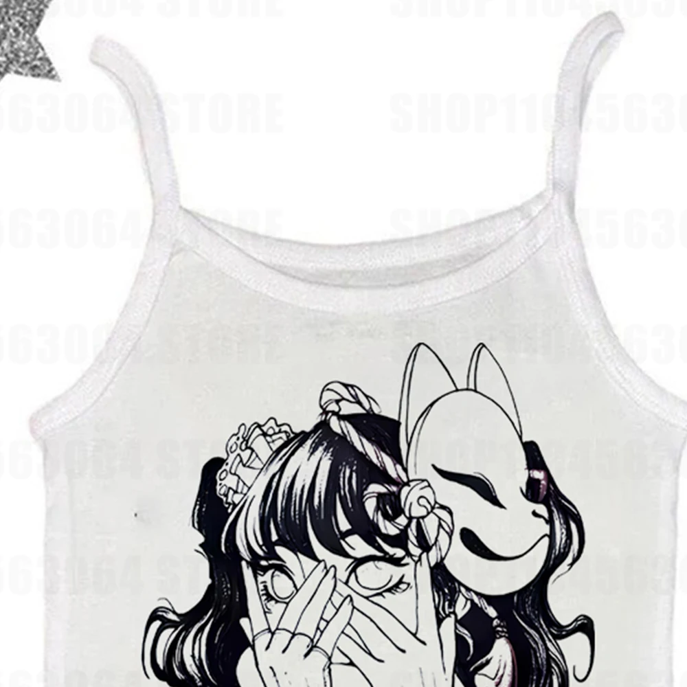 Crop Tops With Suspenders Y2k Top Women Aesthetic Women's Blouses Clothes Tanks & Camis Female Clothing Harajuku Emo Sexys ﻿