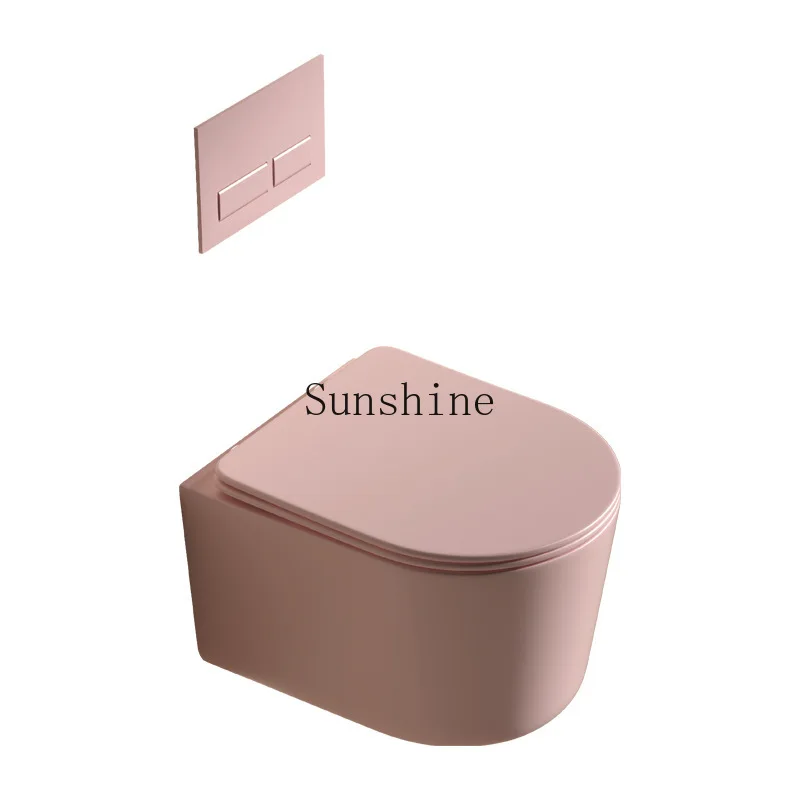 Suspended, wall-mounted, wall-mounted small apartment, bathroom pre-embedded vitality, pink toilet saves space