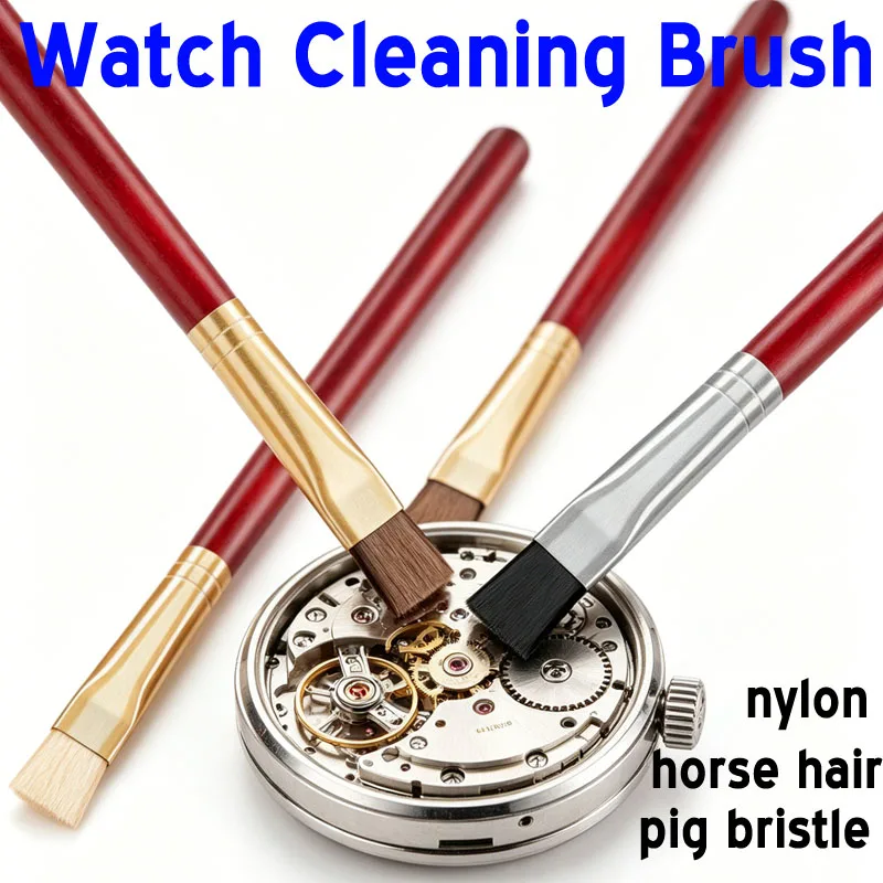 Soft Watch Movement Cleaning Brush Horse Hair Boar Bristle Nylon Watchmaker Watch Phone Repair Tool Keyboard Dust Remover Brush