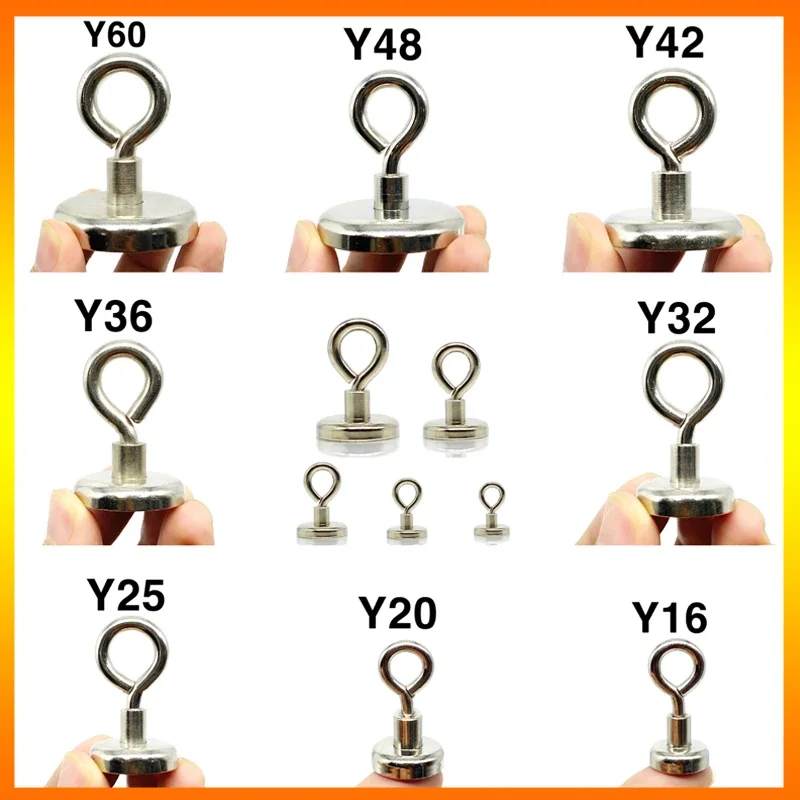 D25 D36 D42 Strong Powerful Neodymium Salvage Magnet Closing Hook Magnetic D16 D20 D48 Hole Eyebolt Sea Fishing Magnet Searcher