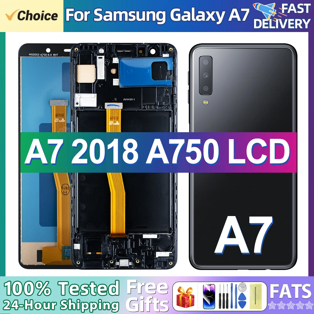 AAAA+ 100% Test A750 Lcd For Samsung A7 2018 SM-A750F A750FN A750G A750F LCD Display Touch Screen Digitizer Assembly Replacement