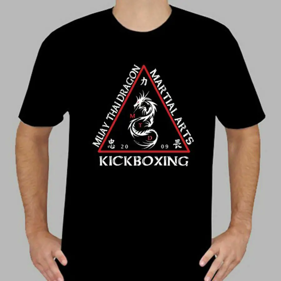 

Футболка Muay Thai Dragon Kick Boxings для боевых искусств. Новинка, 100% хлопок, футболка с коротким рукавом и круглым вырезом, повседневный мужской топ, размер S-3XL