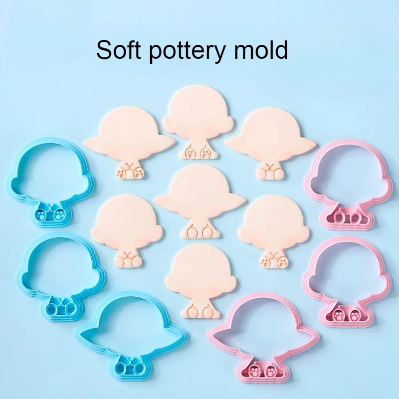 Soft Clay Sitting Position Cutting Mold/Handmade DIY Ultra-light Clay Stone Sculpture colored Mud Q-style Cartoon Molds