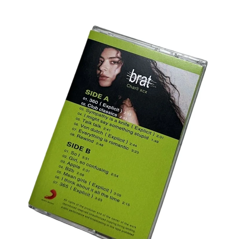 In Stock Charli xcx BRAT Explicit Cassette Tape Hyperpop Rave Dance Electronic Album Brand New Sealed With Lyric Book