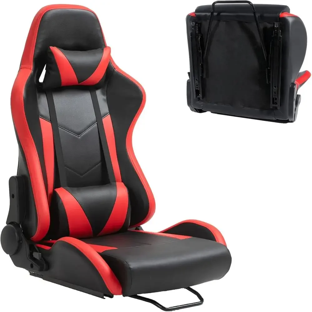 Asiento de Carreras Rojo Ajustable con Doble Bloqueo y Soporte para Simulador de Volante