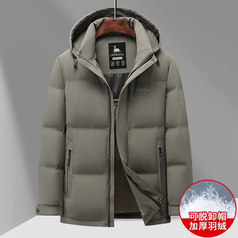 

Winter new men's down jacket bread jacket short thickened removable hat hooded down jacket