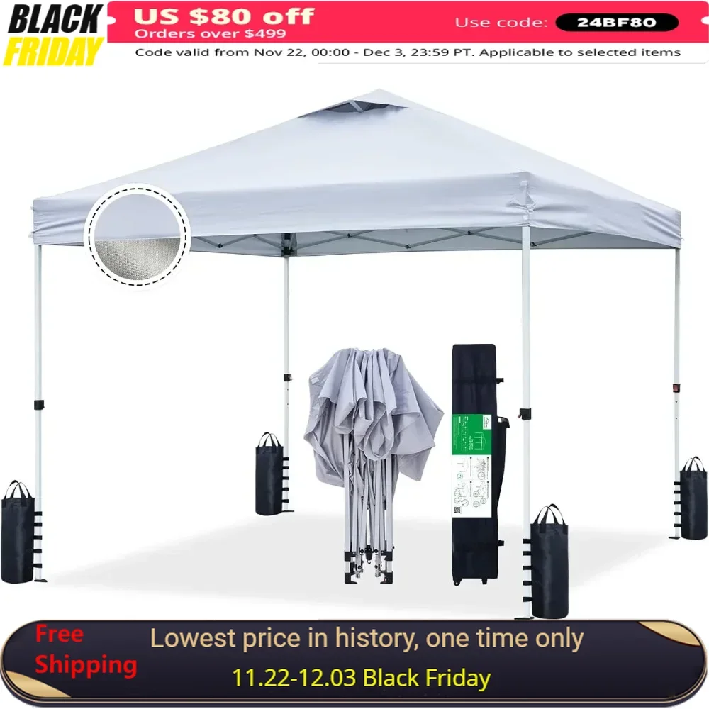 10x10 Pop Up Canopy Tent,Pop Up Canopy Tent Instant Portable Shelter with 1-Button Push and Wheel Carry Bag