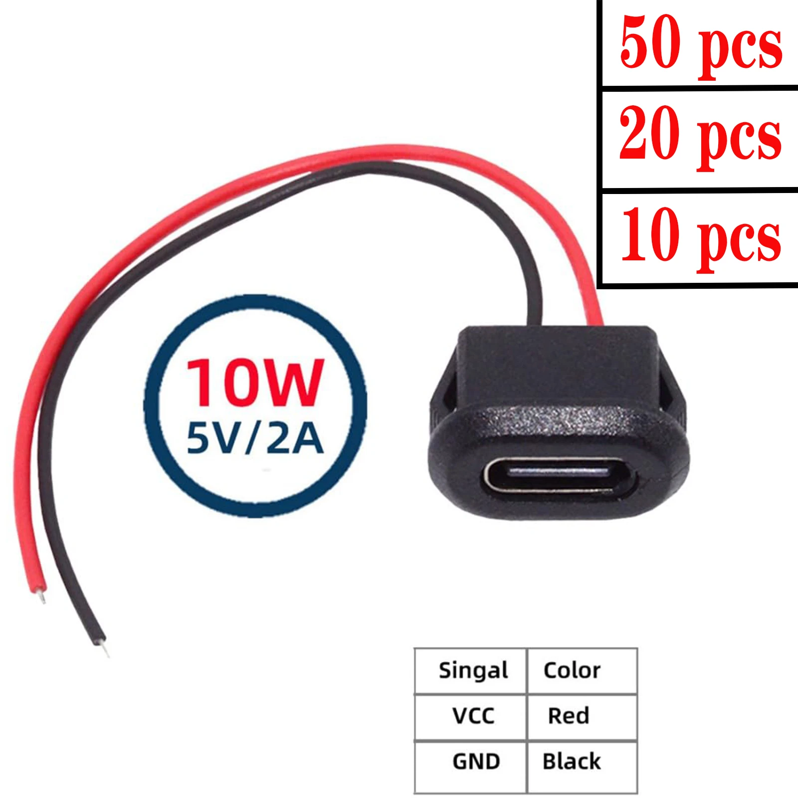 50PCS 10PCS Type-C Female 2Pin USB Connector Type-C with Female Socket Fast Charging Jack Charging Port USB-C Charger Plug