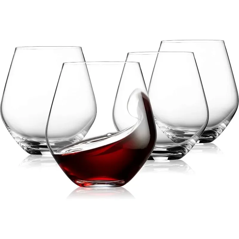 Glasses, Stemless Wine Glasses, Red Wine Glasses, Wine Drinking , Stemless Glass - 17oz, Set of 4