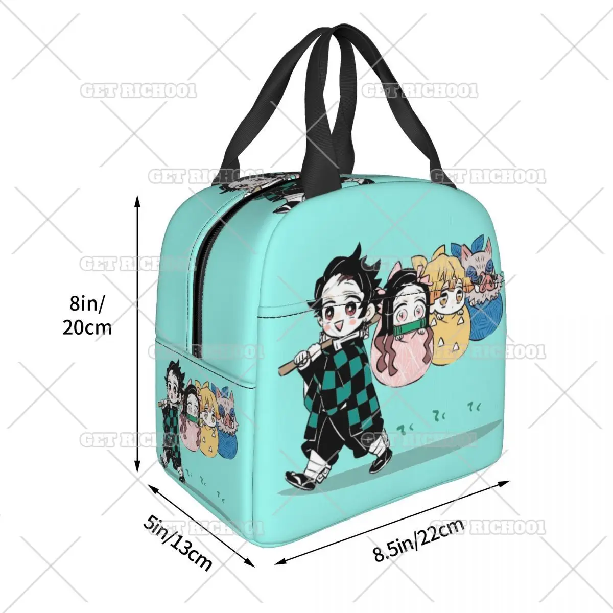 Demon Slayer Anime Kimetsu No Yaiba Lunch Bag Portable Insulated Cooler Bags Thermal Cold Food Picnic Lunch Box for Women Kids