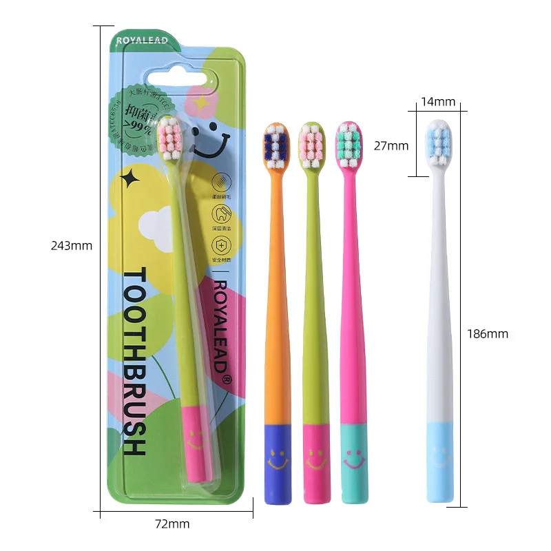 Adult toothbrush with soft bristles, advanced individually packaged silver ion antibacterial fine soft bristles