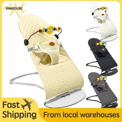 PANGDUBE Portable Baby Rocker Infant Recliner with Adjustable Recline Foldable Bouncer Newborn Swing Chair Baby Cradle with Toys