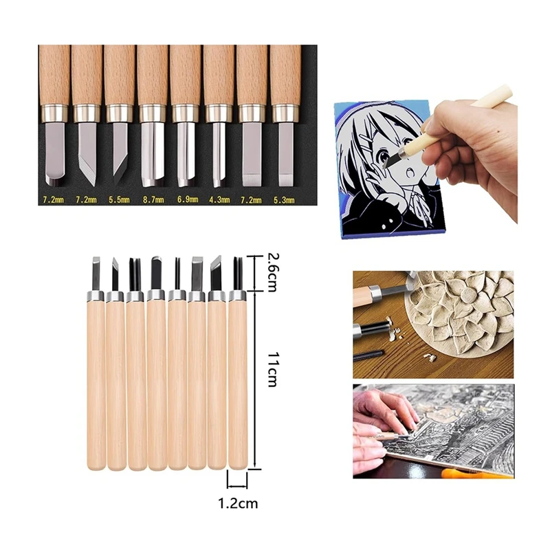 

A42I-15Pack Rubber Block Stamp Carving Blocks Soft With Cutter Tools And Rubber Brayer Roller For Printmaking And More Crafts