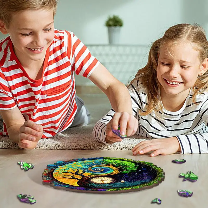 Puzzles en forme d'arbre pour enfants et adultes, jeu de développement familial, casse-tête en forme de plante