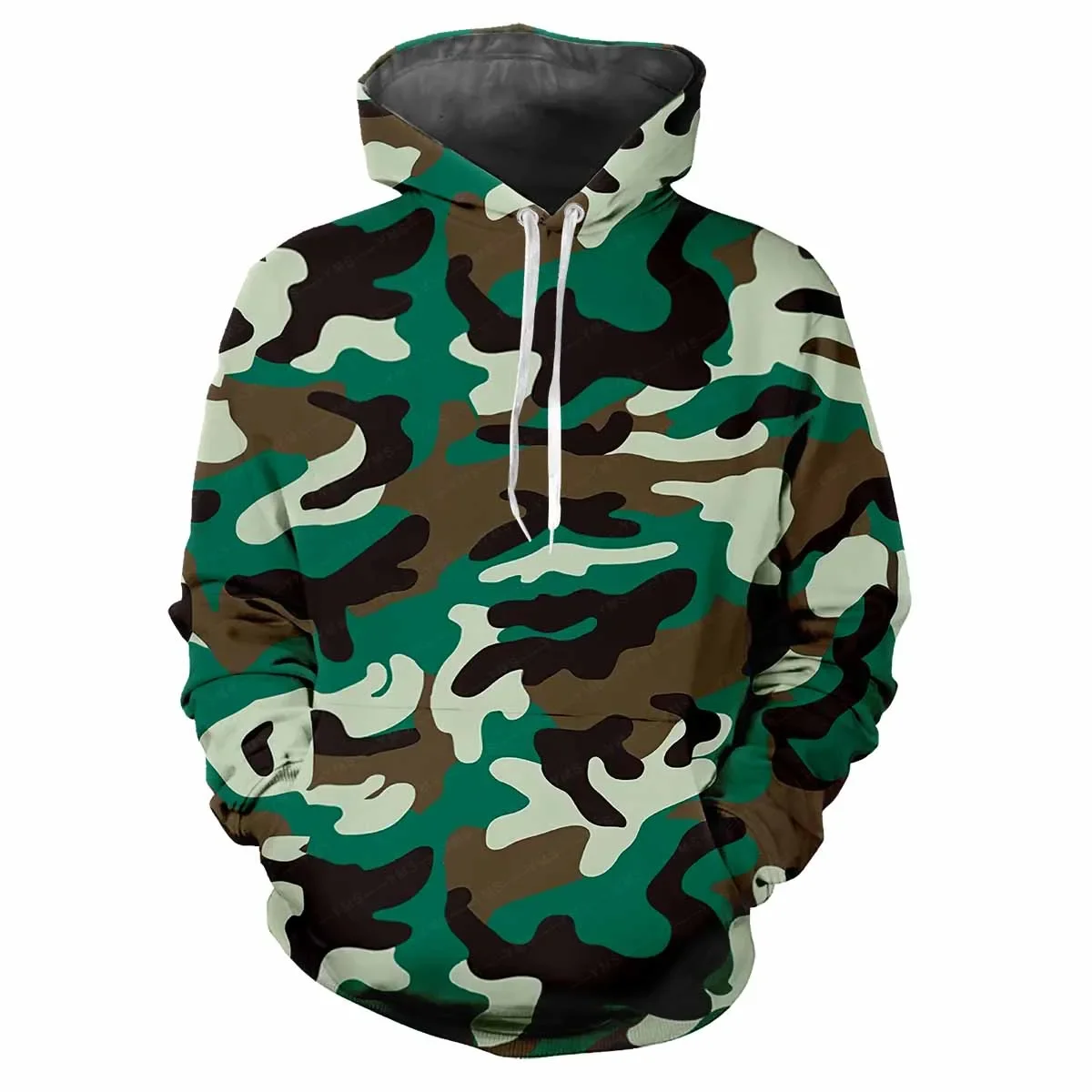 Trendy Men\'s Hoodie Printed  Fun Camouflage Patterns Digital Printing Casual Long Sleeved Hooded Thick Fabric Tops