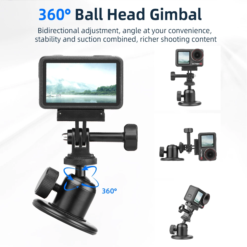 Flymile 마그네틱 베이스 카메라 마운트, DJI 포켓 3 카메라 어댑터, 360 ° 볼 헤드 포함, 1/4 인치 나사 금속 브이로그 사진 스탠드