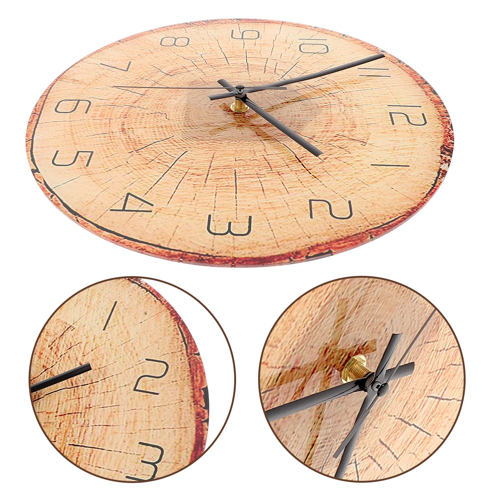 

Chic Wood Grain Wall Clock Silent Home Clock Decor Easy Install for Living Room Bedroom Kitchen Dining Room