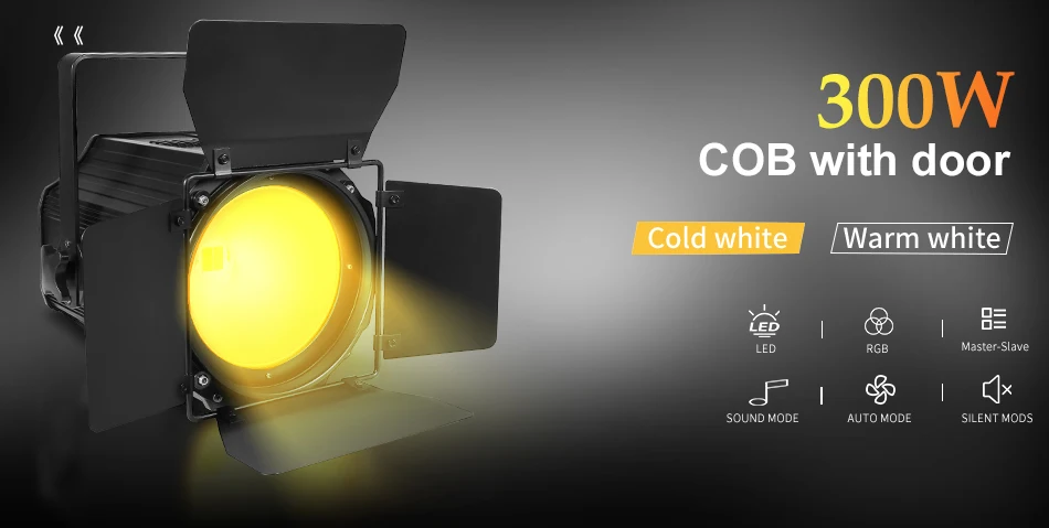 2-4 Stück 300W COB LED Par-Licht mit Barn Doors 2-in-1 Kaltweiß + Warmweiß LED Beam Wash Strobe 6-in-1 RGBWA+UV-Effekt Bühnenbeleuchtung – Detail 1