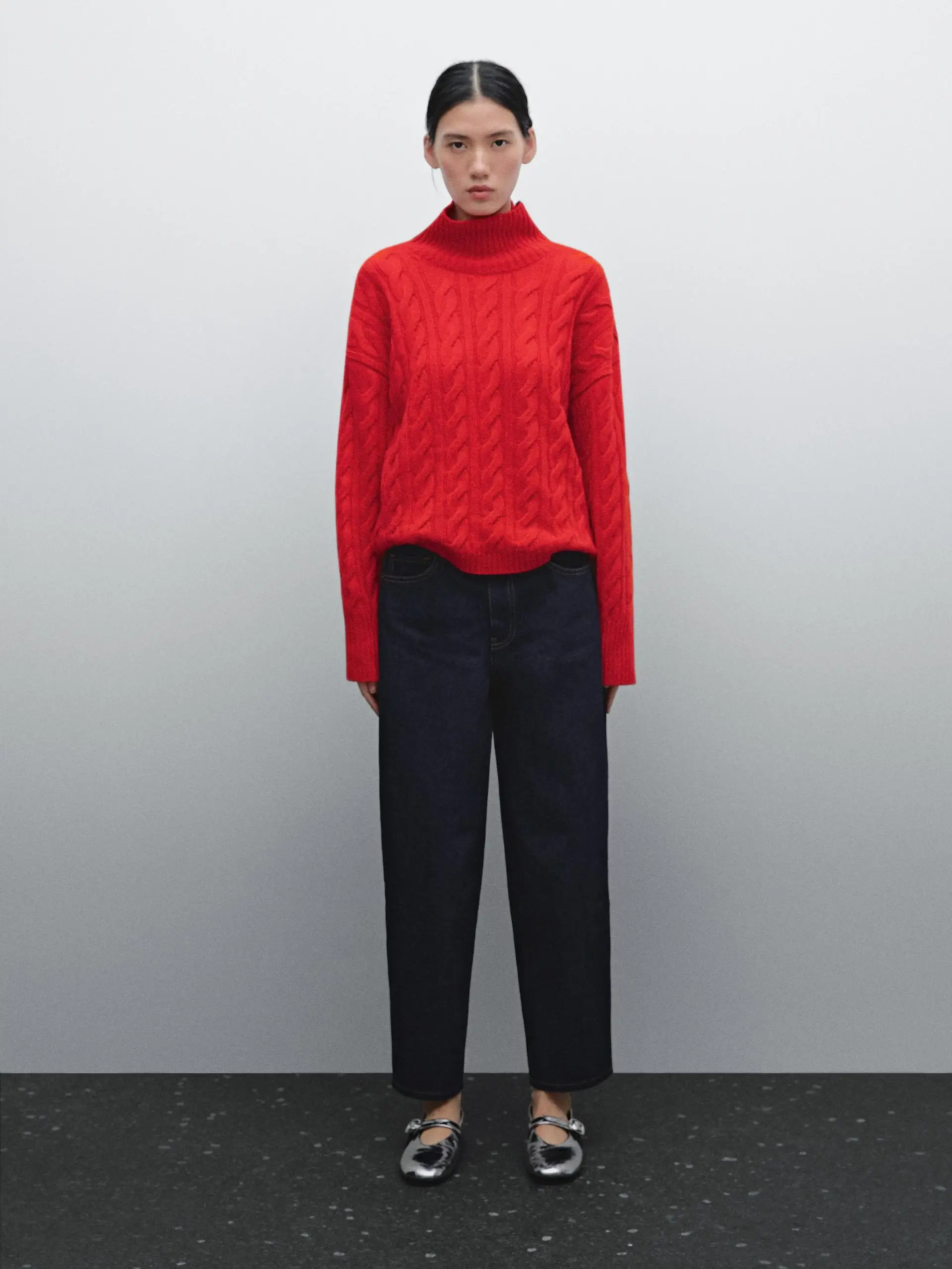 

Ethereal MD 2025 massidutti winter new style of Ladies' fashion red atmosphere tweed high-neck sweater