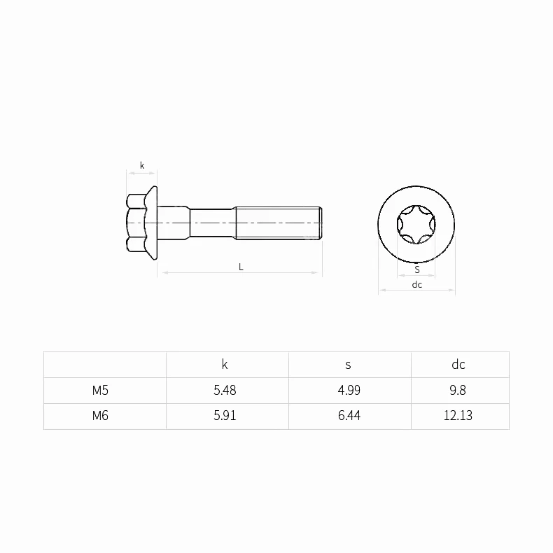 Carbon Steel Hexagon External Torx Head Flange M5 M6 Torx-Head Bolt Profile Plum Outer Hexagon Screws