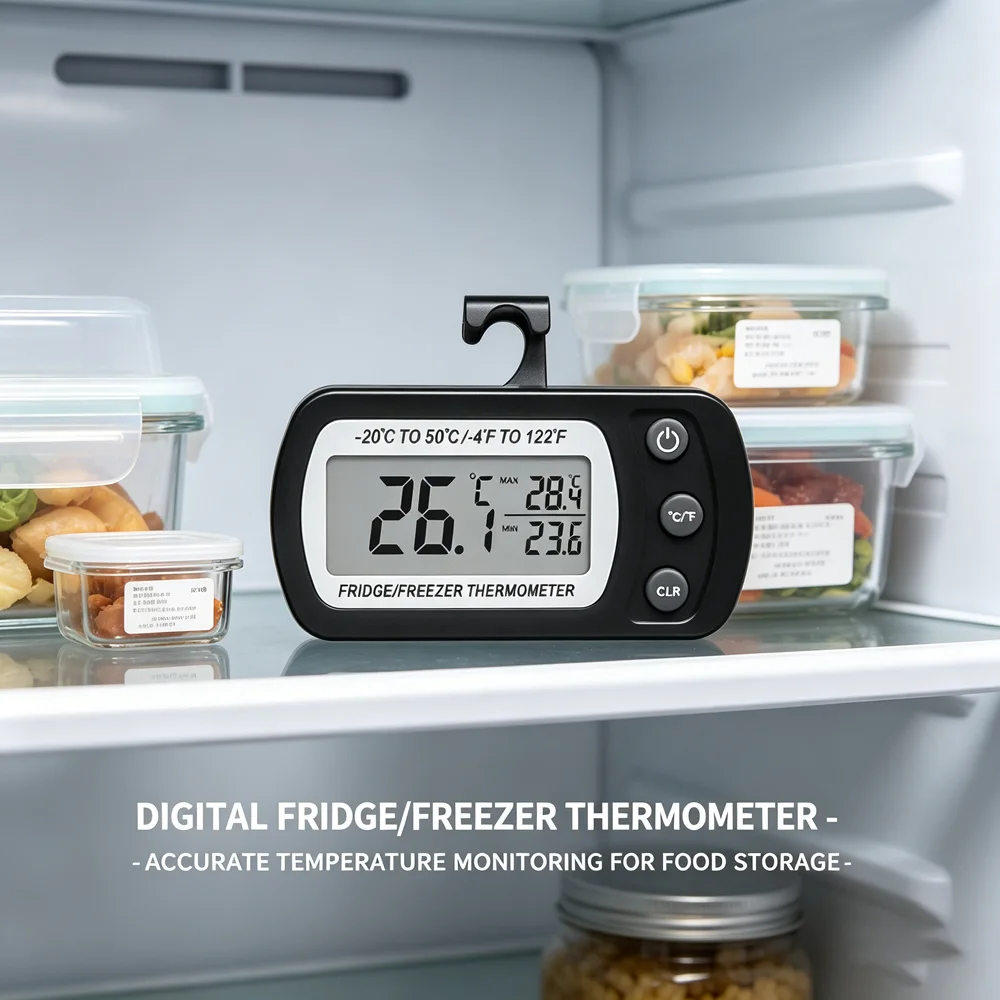 Lightweight Refrigerator Thermometer Electronic LCD Max Min Memory Hook Hanging Freezer Cooler Temperature Meter Household