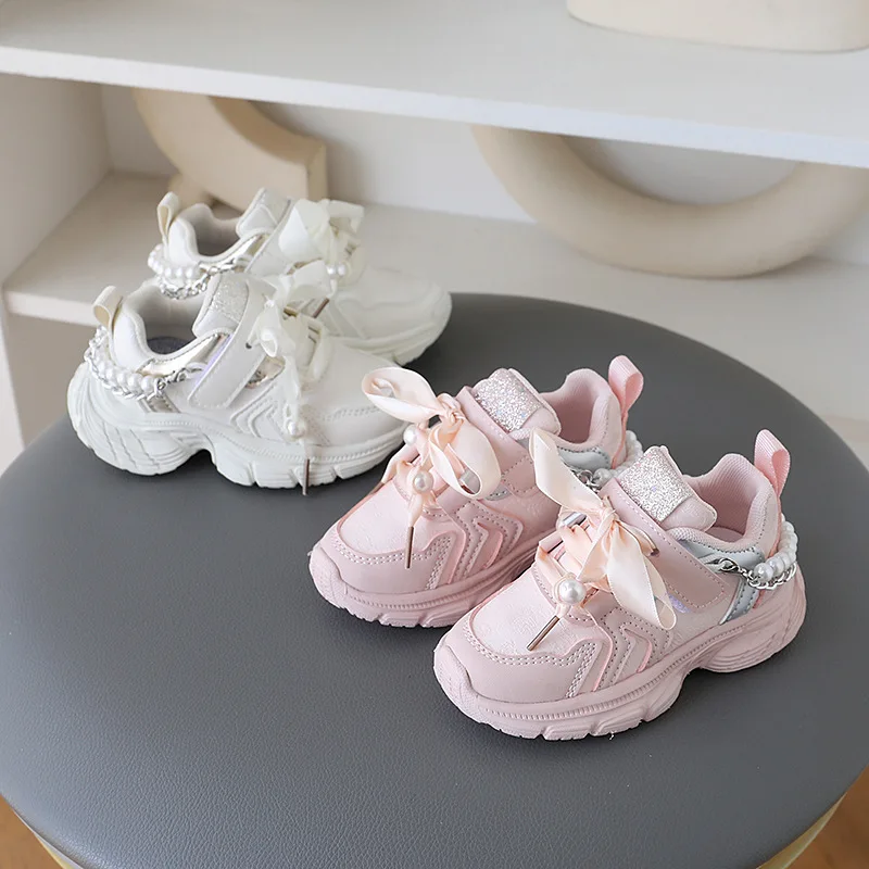 2026 New Spring Kids Sneakers for Girls Fashion Breathable Non‑Slip Waterproof Thick Soft Sole Solid Casual Shoes