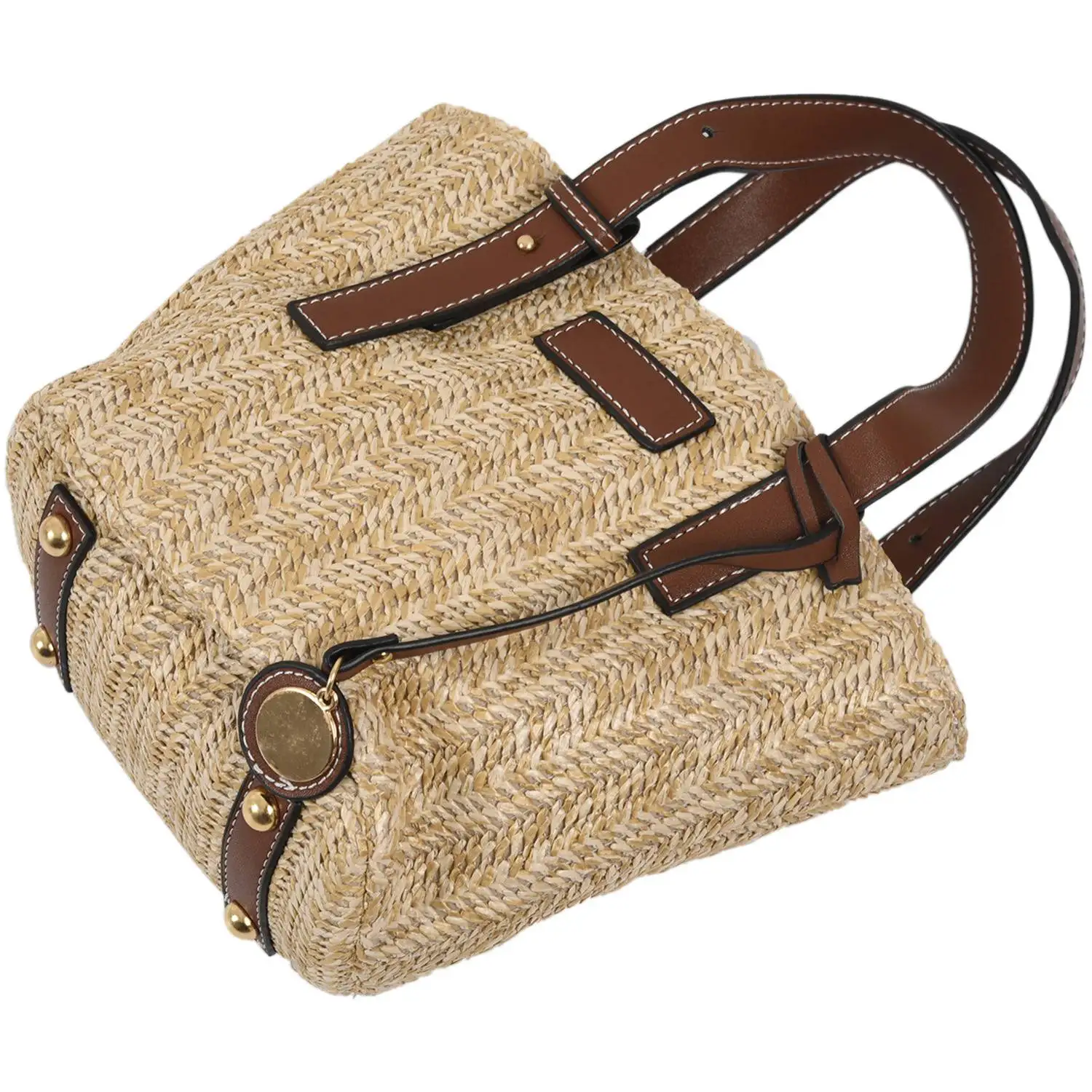 Handmade Women Handbag Vintage Retro Beach Bag Straw Rope Knitted Big Messenger Bag Lady Fresh Paper Pack For Summer Tote(Brown)