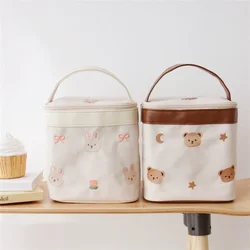 Diaper Bags Waterproof Bear Embroidery Thermal Insulation Mommy Bag Fashion Food Storage Bags Multifunctional Mother Baby Bags