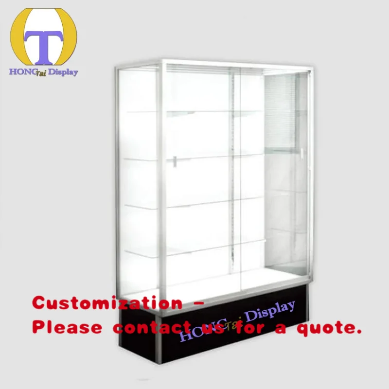 

custom.Retail Store Boutique Display Cabinet Aluminum Frame Sliding Glass Door Heavy Duty Easy Clean Black Display