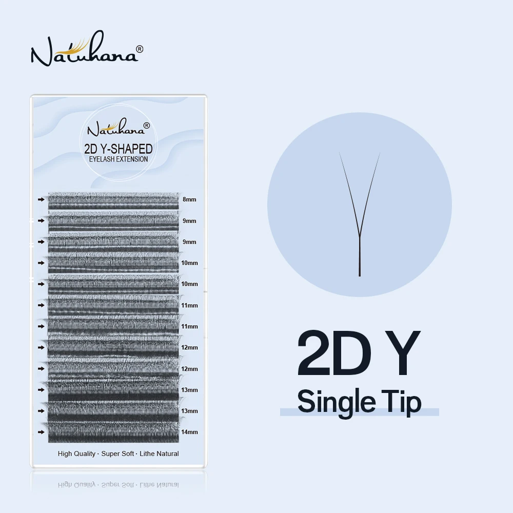 

NATUHANA 2D Y Lashes Premade Volume Fan Eyelash Extensions C/D/L/LU Curl Natural Soft Single Tip 2D Y Individual False Eyelashes