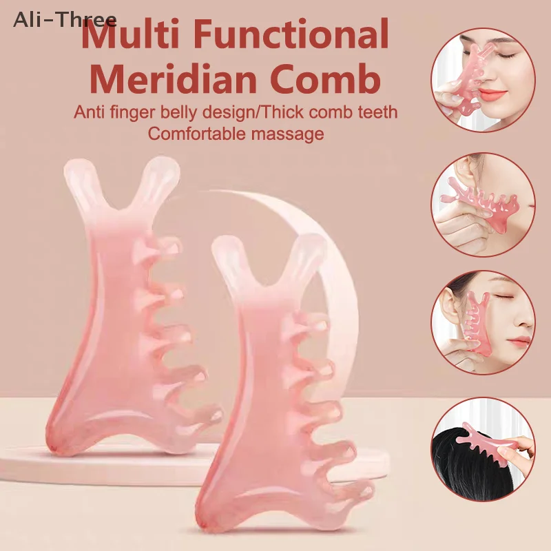 

2Pcs Body Meridian Massage Comb Plastic Five Wide Tooth Comb Acupuncture Therapy Blood Circulation Anti-static Smooth Hair Comb