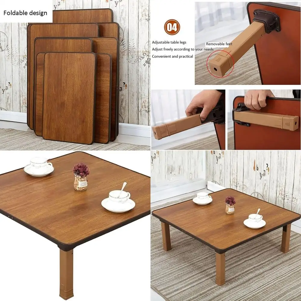 

Japanese-Inspired Square Tea Table, 60x60cm, for Floor Seating, Dining, Study, Small Desk Use