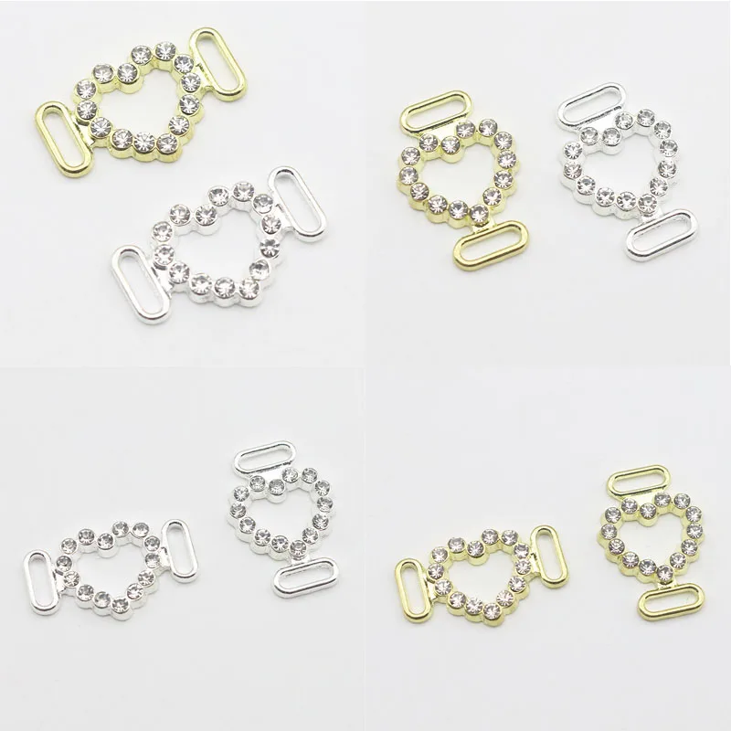 Alloy Love 10pcs Rhinestone Bikini Link Buckle DIY Clothing Bag Sewing Accessories Decoration Craft Supplies