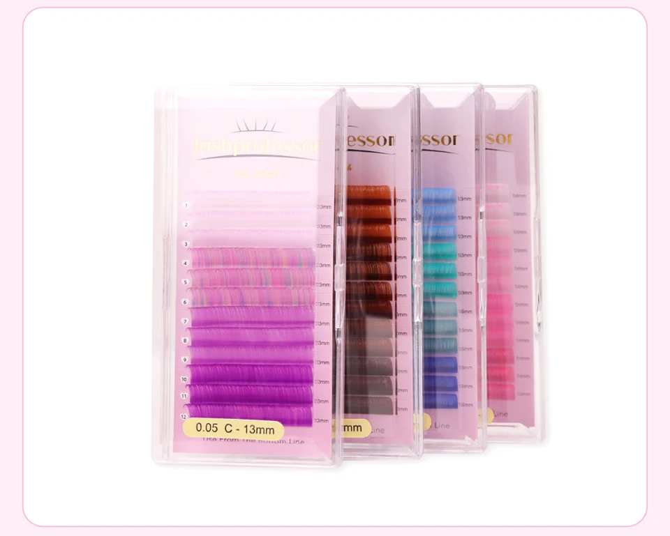 Lashprofessor Farbige Mischung Einzelne Wimpernverlängerungen C/D Make-up Natürliche weiche falsche Seidenwimpern Faux Nerz Russische Wimpern Cilios – Detail 17