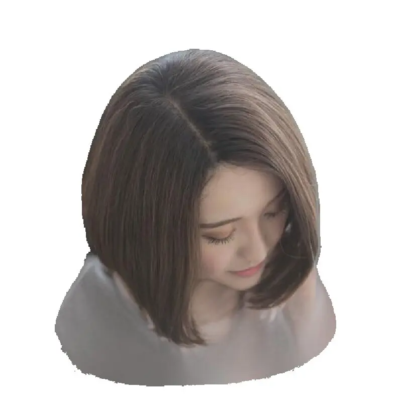 

Fei-Show Brown Wig Synthetic Heat Resistant Fiber Costume Cosplay Mocha Hair Middle Part Line Without Bangs for Women Daily Use