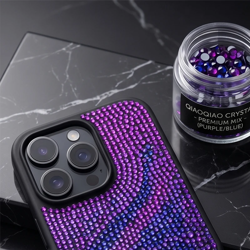 QIAO Hot-Fix Glass Rhinestones Cobalt Violet/Purple Crystal Flatback SS6-SS30 for DIY Clothing Decorations Iron on Gems