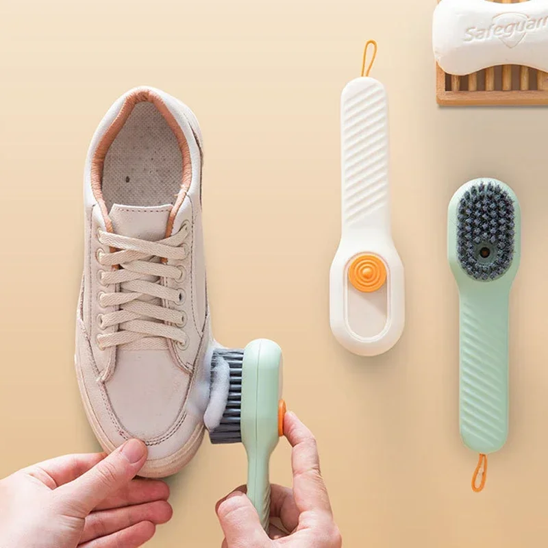 Multifunctional Laundry Brush Liquid Shoe Brush With Handle Flexible Washing Scrub Brush Soft Bristles Cleaning Tools