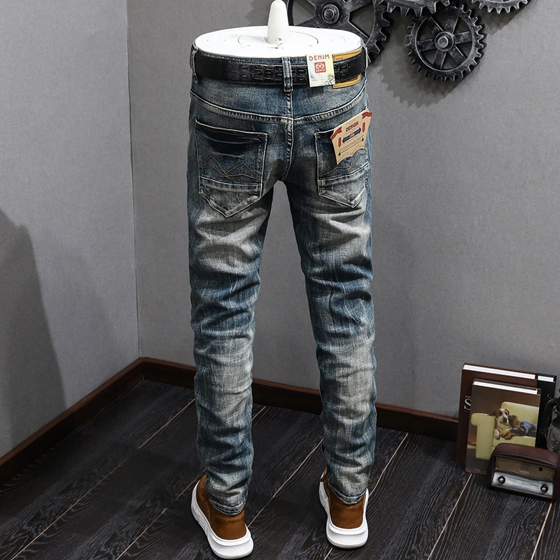 

Nostalgic Jeans for Men2024New High-End Fashion Brand Retro Washed Personality Street Trend American Skinny Pencil Trousers