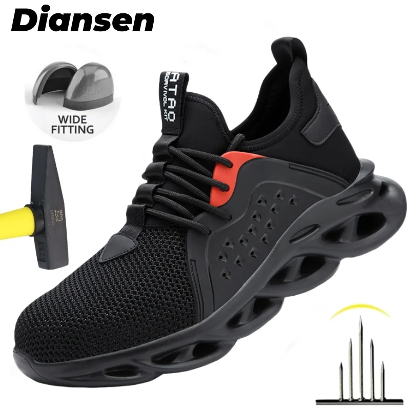 Zapatos de seguridad indestructibles y cómodos, zapatillas de trabajo para hombre, botas de seguridad ligeras, botas de trabajo a prueba de pinchazos, zapatos con punta de acero