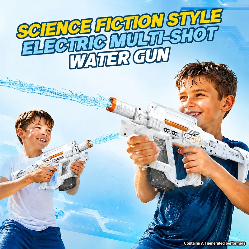 50CM Pulse Electric Multi Shot Water Guns Automatic Large Capacity High-pressure Jet Water Guns LED Light Kids Beach Pool Toys