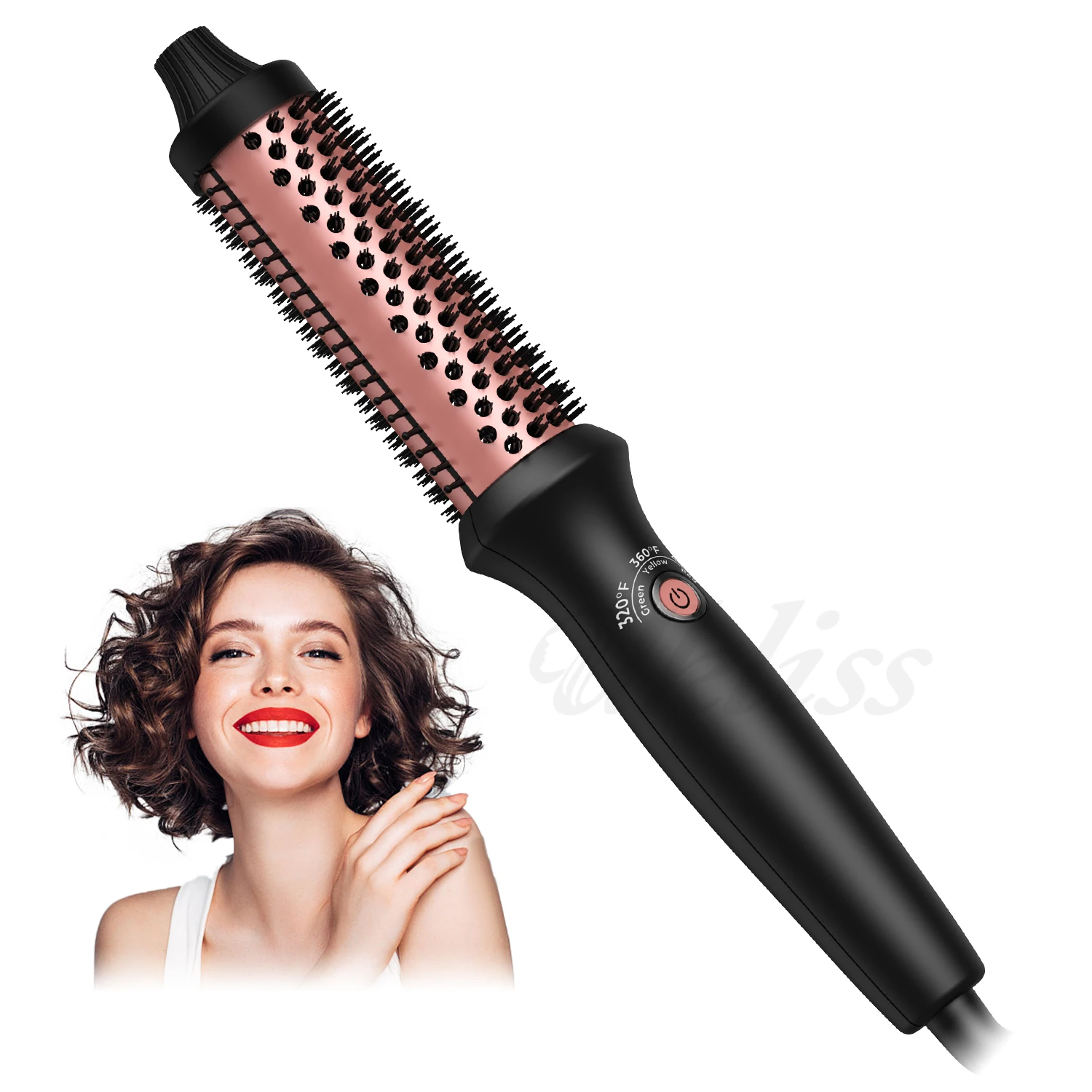 

Heating Curling Iron Ceramic Heated Round Brush Electric Hair Straightener Brush Hair Styling Tool Hair Volumizing Comb