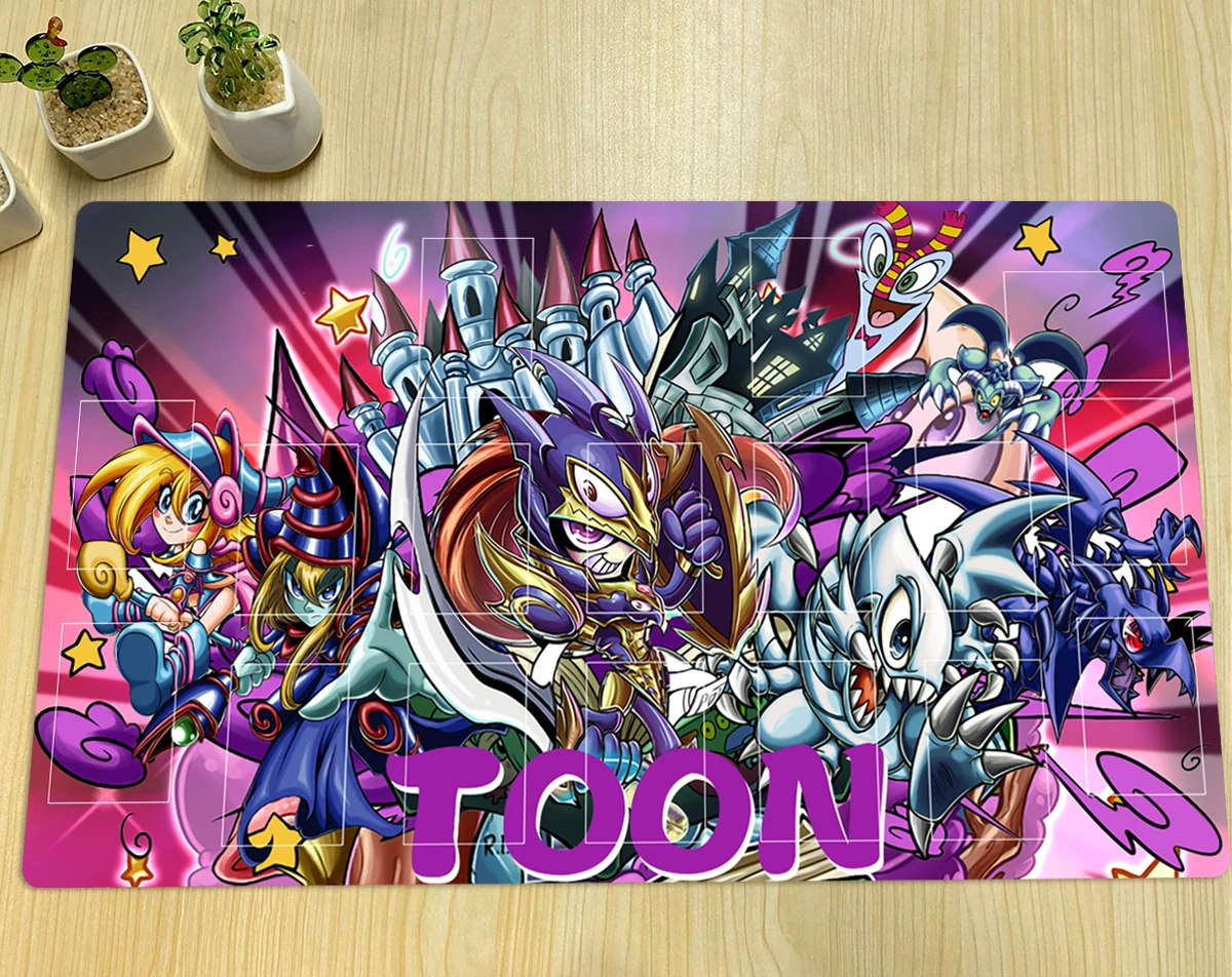 YuGiOh Toon Monster TCG Mat Dark Magician Girl Toon Black Luster Soldier CCG Playmat Trading Card Game Mat Mouse Pad & Free Bag