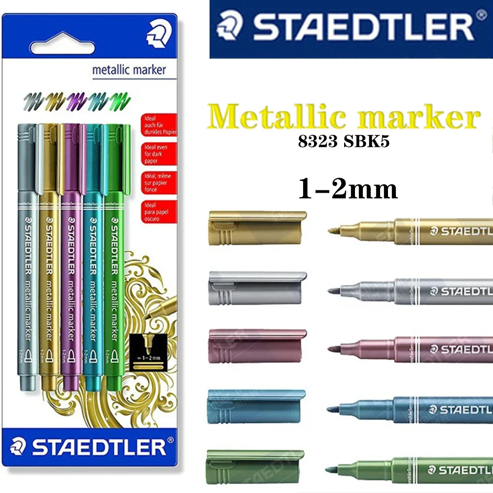 

5pcs/set Germany STAEDLTER 8323 SBK5 Metallic Color Marker Set Ginreeting Card Invitation Sign in Paint Pen School Art Supplies