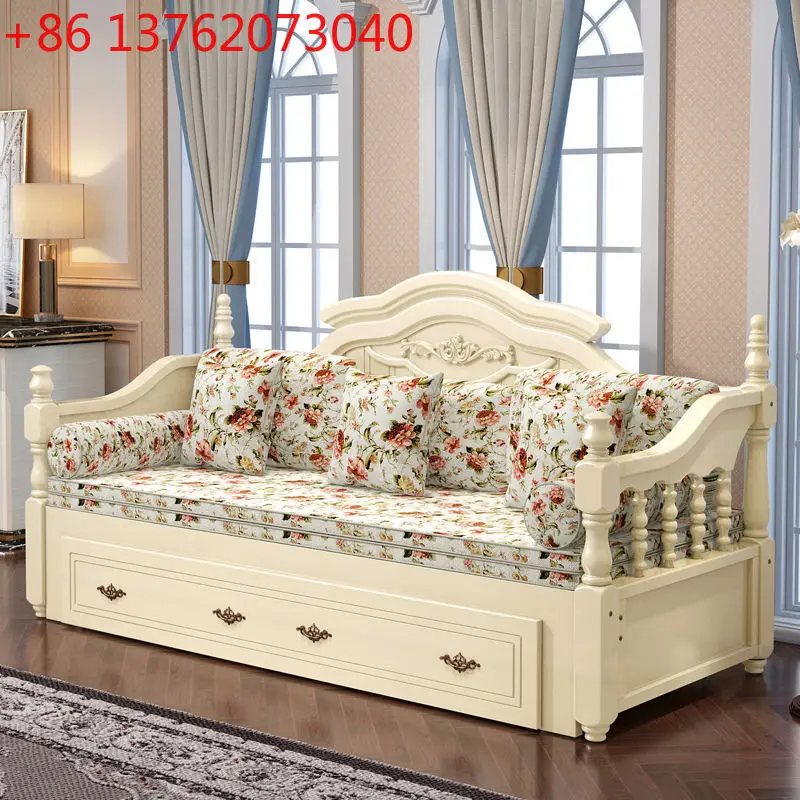 

YY European solid wood sofa bed foldable small apartment multi-functional storage sofa bed