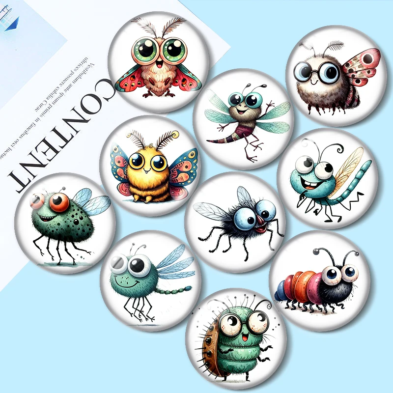 

Funny Quirky Insects 10pcs 12mm/18mm/20mm/25mm Round photo glass cabochon demo flat back Making findings